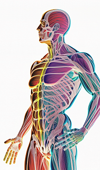 An Artistic rendering of the importance of breathing in body posture